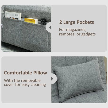 HOMCOM Four-In-One Single Sleeper Chair - Dark Grey