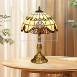 HOMCOM Stained Glass Table Lamp, Handmade Antique Bedside Lamp, Decorative Night Light for Bedroom, Living room, Home, Nightstand