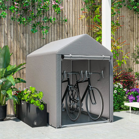 Outsunny 179 x 120cm Temporary Garden Shed, with Accessories - Light Grey