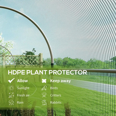Outsunny 360 x 120cm Galvanised Steel Fruit Cage, Plant Protection Tent with Zipped Door, Green