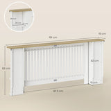 HOMCOM Radiator Cover with Open Storage Shelves, Vertical Slatted Cabinet Shelf Heater Cover for Living Room, Hallway, Extra Large, White (H: 83 / W: 191 / D: 19 cm)