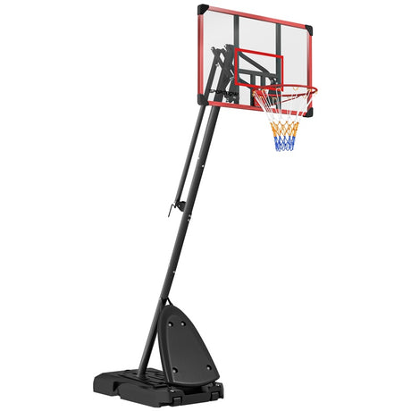 SPORTNOW 2.4-2.9m Adjustable Basketball Hoop and Stand with Weighted Base, Portable on Wheels, Red