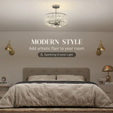 HOMCOM Crystal Ceiling Light Fixture, Semi Flush Mount Modern Crystal Chandelier Ceiling Light for Living Room, Bedroom, Hallway, Dining Room, E14 Base 3-Lights, Bulbs Not Included, Silver Tone