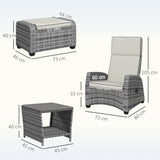 Outsunny 5-Piece Rattan Garden Furniture Set with Cushions - Grey