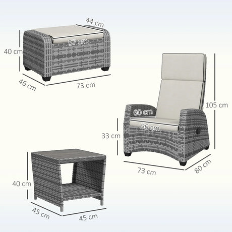 Outsunny 5-Piece Rattan Garden Furniture Set with Cushions - Grey
