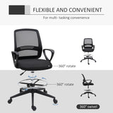 Vinsetto Ergonomic Mesh Back Drafting Chair, Tall Office Chair, Draughtsman Chair with Adjustable Height and Footrest 360° Swivel, Black