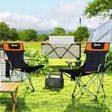 Outsunny Set of 2 Reclining Folding Camping Chair w/ Detachable Footrest, Storage Bag, Cup Holder & Headrest, Lightweight Portable Camp Chair for Beach, Picnic, Orange and Black