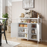 HOMCOM Industrial Kitchen Sideboard with Open Shelf, 2 Cabinets, Adjustable Shelves for Living Room, Dining Room, White