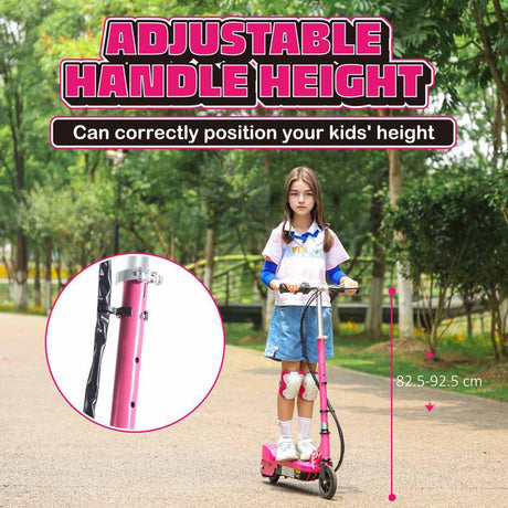 HOMCOM Foldable Electric Kids Scooter, Ride on, for Ages 7-14 Years, Pink