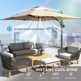 Outsunny 3 x 3(m) Aluminium Sun Square Canopy Top w/ Adjustable Pole Angle Khaki