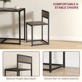 HOMCOM Dining Table and Chairs Set 2, Dining Room Sets, Rectangular Space Saving Table and 2 Chairs for Compact Kitchens, Steel Frame, Grey Wood-Effect