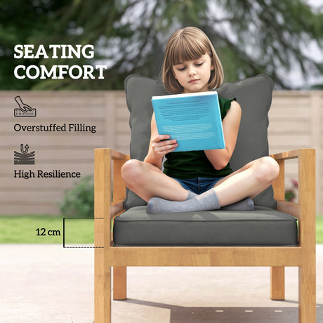 Outsunny Seat and Back Padded Cushion Set, CUSHION ONLY - Charcoal Grey