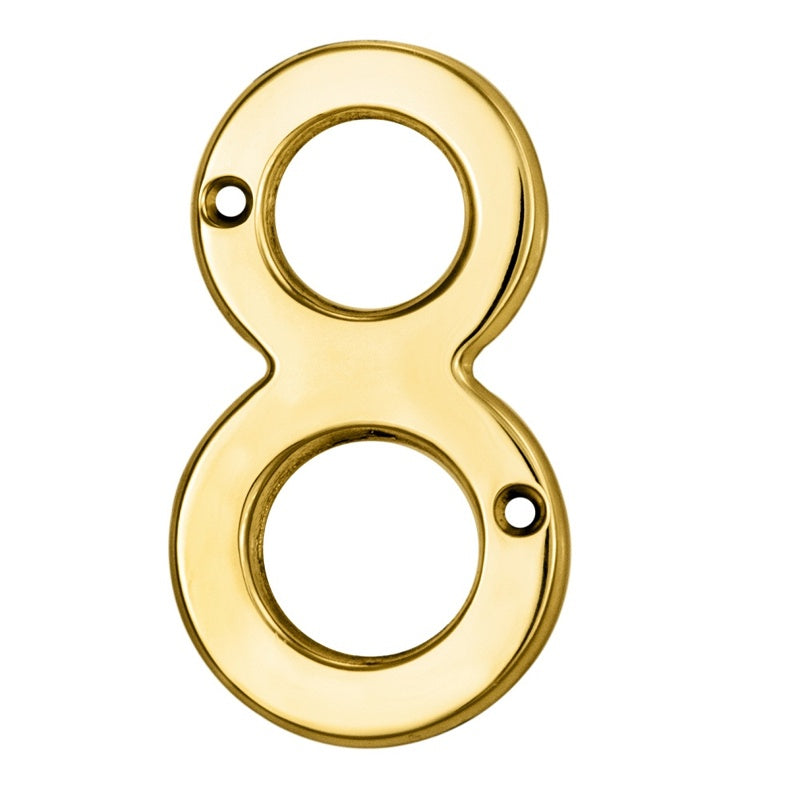 NUMERAL FACE FIX (NO.8) - STAINLESS BRASS - 76MM - EACH