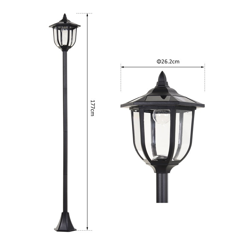 Outsunny Outdoor Garden Solar Post Lamp Sensor Light  LED Lantern Bollard Pathway Torch Light 1.77m Tall