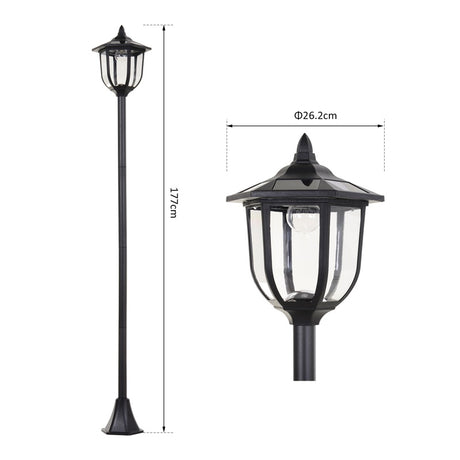 Outsunny Outdoor Garden Solar Post Lamp Sensor Light  LED Lantern Bollard Pathway Torch Light 1.77m Tall