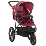 HOMCOM Foldable Three-Wheeler Baby Stroller w/ Canopy, Storage Basket - Red