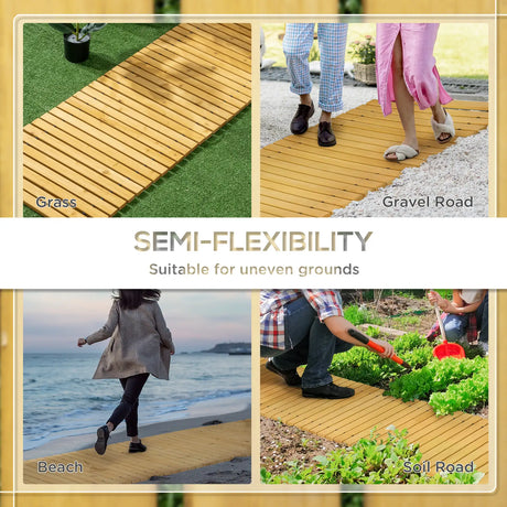 Outsunny Rollable Wooden Garden Pathway Weather-Resistant Walk Way for Wedding Party Pathways 185 x 60 cm
