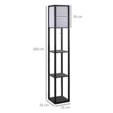 HOMCOM 3-Tier Floor Lamp, Floor Light with Storage Shelf, Reading Standing Lamp for Living Room, Bedroom, Kitchen, Dining Room, Office, Dorm, 160cm, Black