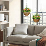 Outsunny Set of Two Hanging Lisianthus Flower Pots - Yellow/Green