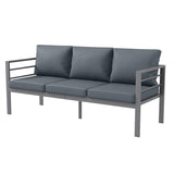 Outsunny Aluminium Three-Seater Garden Bench, with Cushions - Grey