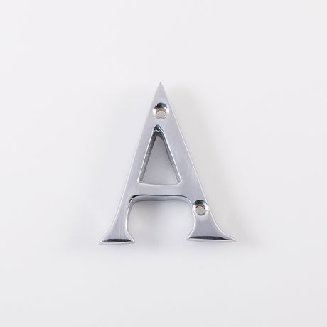 LETTER FACE FIX (A) - POLISHED CHROME - 53MM - EACH