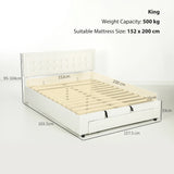 HOMCOM King Size Ottoman Bed Frame, with Front Drawer - Cream