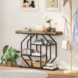 HOMCOM 4-Tier Industrial Console Table - Rustic Brown