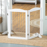 PawHut Foldable Dog Gate, Freestanding Pet Gate, with Two Support Feet, for Staircases, Hallways, Doorways - White