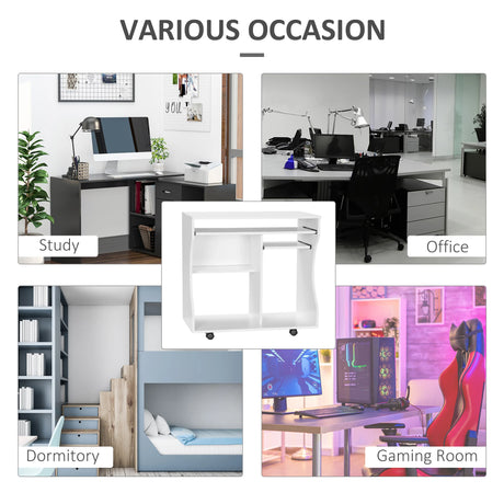 HOMCOM Multi-Storage Compact Work Desk, with Wheels - White