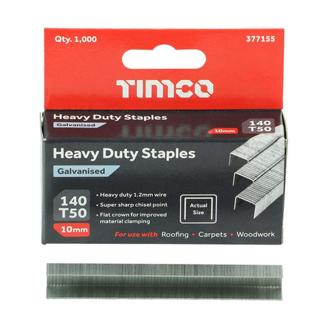 5000 x TIMCO Heavy Duty Chisel Point Galvanised Staples  - 10mm