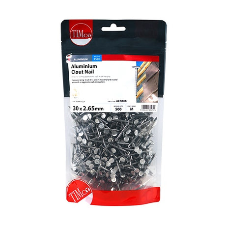 0.25kg - TIMCO Clout Nails Aluminium - 30 x 2.65