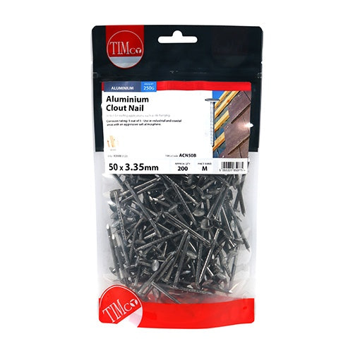 0.25kg - TIMCO Clout Nails Aluminium - 50 x 3.35