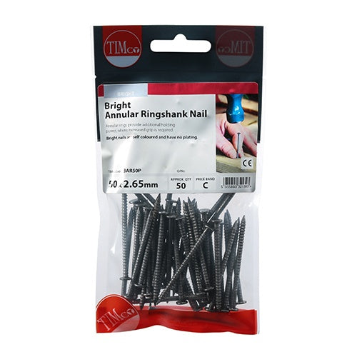 50 x TIMCO Annular Ringshank Nails Bright - 50 x 2.65