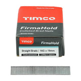 2000 x TIMCO FirmaHold Collated 16 Gauge Straight Galvanised Brad Nails - 16g x 19