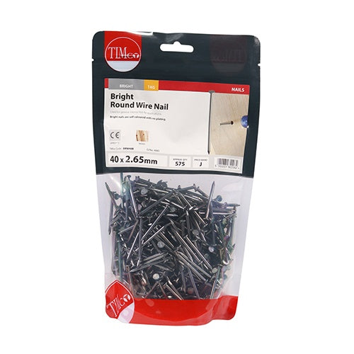 TIMCO Round Wire Nails Bright - 40 x 2.65