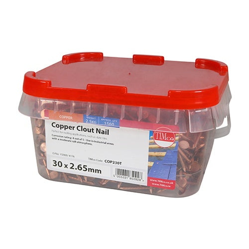 2.5kg - TIMCO Clout Nails Copper - 30 x 2.65