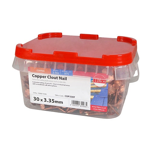 2.5kg - TIMCO Clout Nails Copper - 30 x 3.35