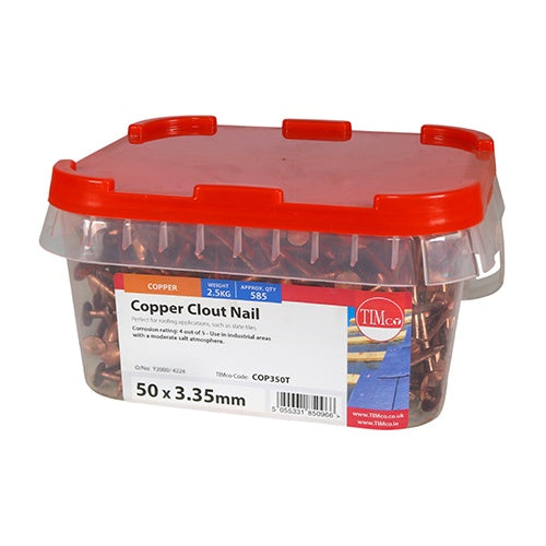 2.5kg - TIMCO Clout Nails Copper - 50 x 3.35