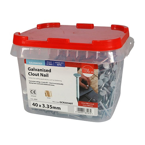 2.5kg - TIMCO Clout Nails Galvanised - 40 x 3.35