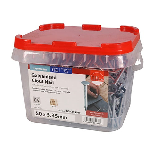 2.5kg - TIMCO Clout Nails Galvanised - 50 x 3.35