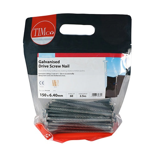 2.5kg - TIMCO Drive Screws Galvanised - 150 x 6.40