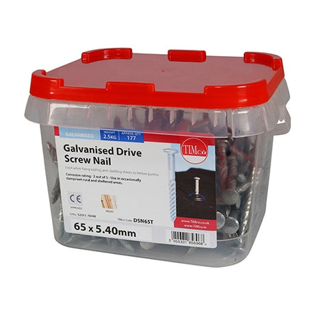 2.5kg - TIMCO Drive Screws Galvanised - 65 x 5.40