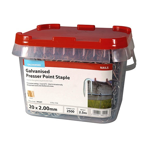 2.5kg - TIMCO Presser Point Staples Galvanised - 20 x 2.00