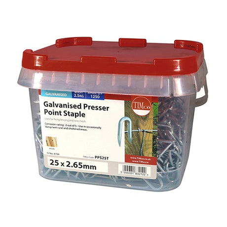 2.5kg - TIMCO Presser Point Staples Galvanised - 25 x 2.65