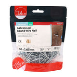 0.5kg - TIMCO Round Wire Nails Galvanised - 40 x 2.65