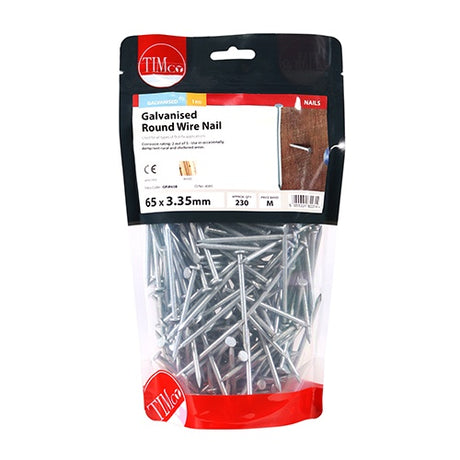 TIMCO Round Wire Nails Galvanised - 65 x 3.35