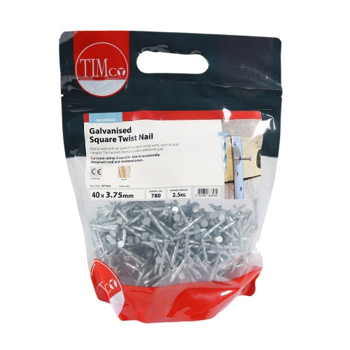 2.5kg - TIMCO Square Twist Nails Galvanised - 40 x 3.75