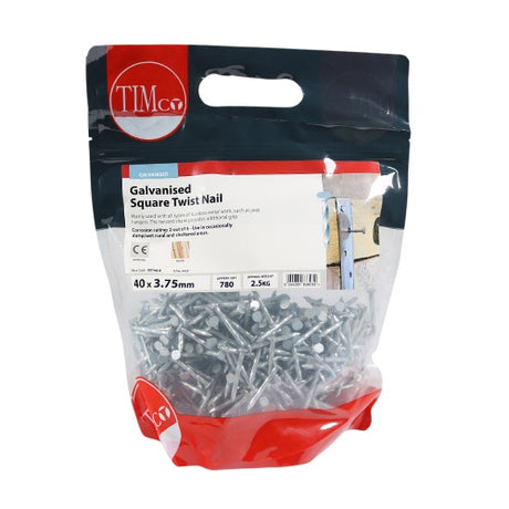 2.5kg - TIMCO Square Twist Nails Galvanised - 40 x 3.75