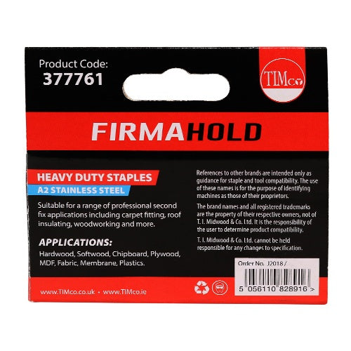 1000 x TIMCO Heavy Duty Chisel Point A2 Stainless Steel Staples  - 8mm