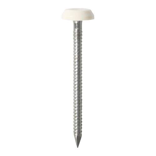 25 x TIMCO Polymer Headed Nails A4 Stainless Steel White - 50mm